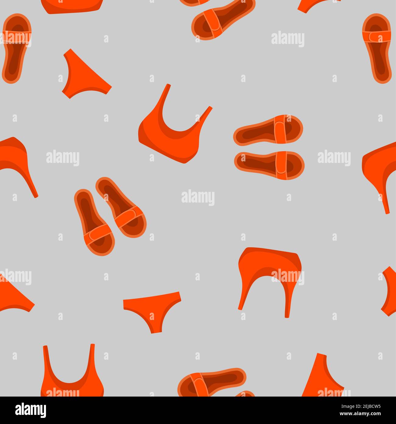 Summer seamless pattern with swimsuits, flip flops on grey background ...