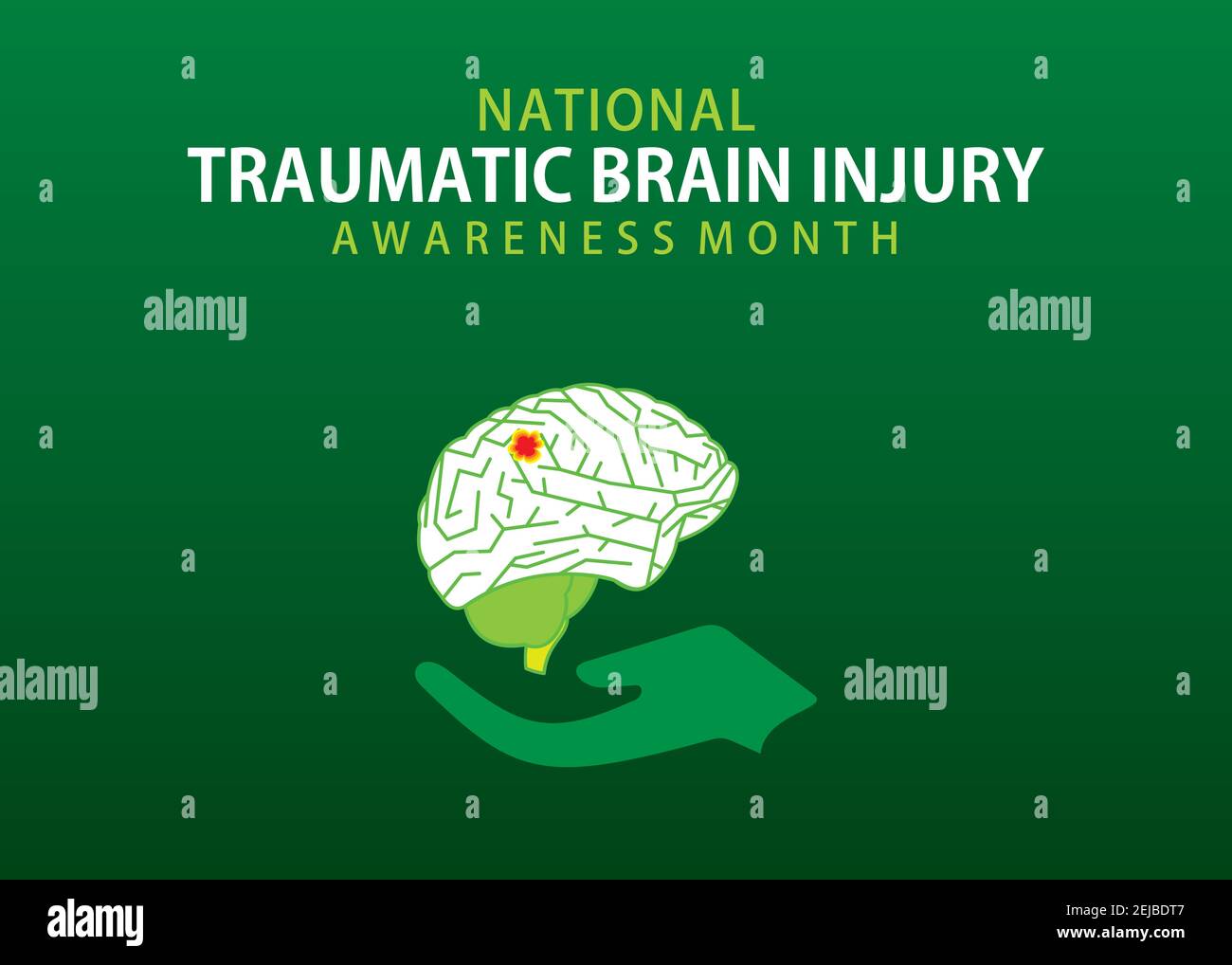 vector illustration of traumatic brain injury awareness month concept design. Stock Vector