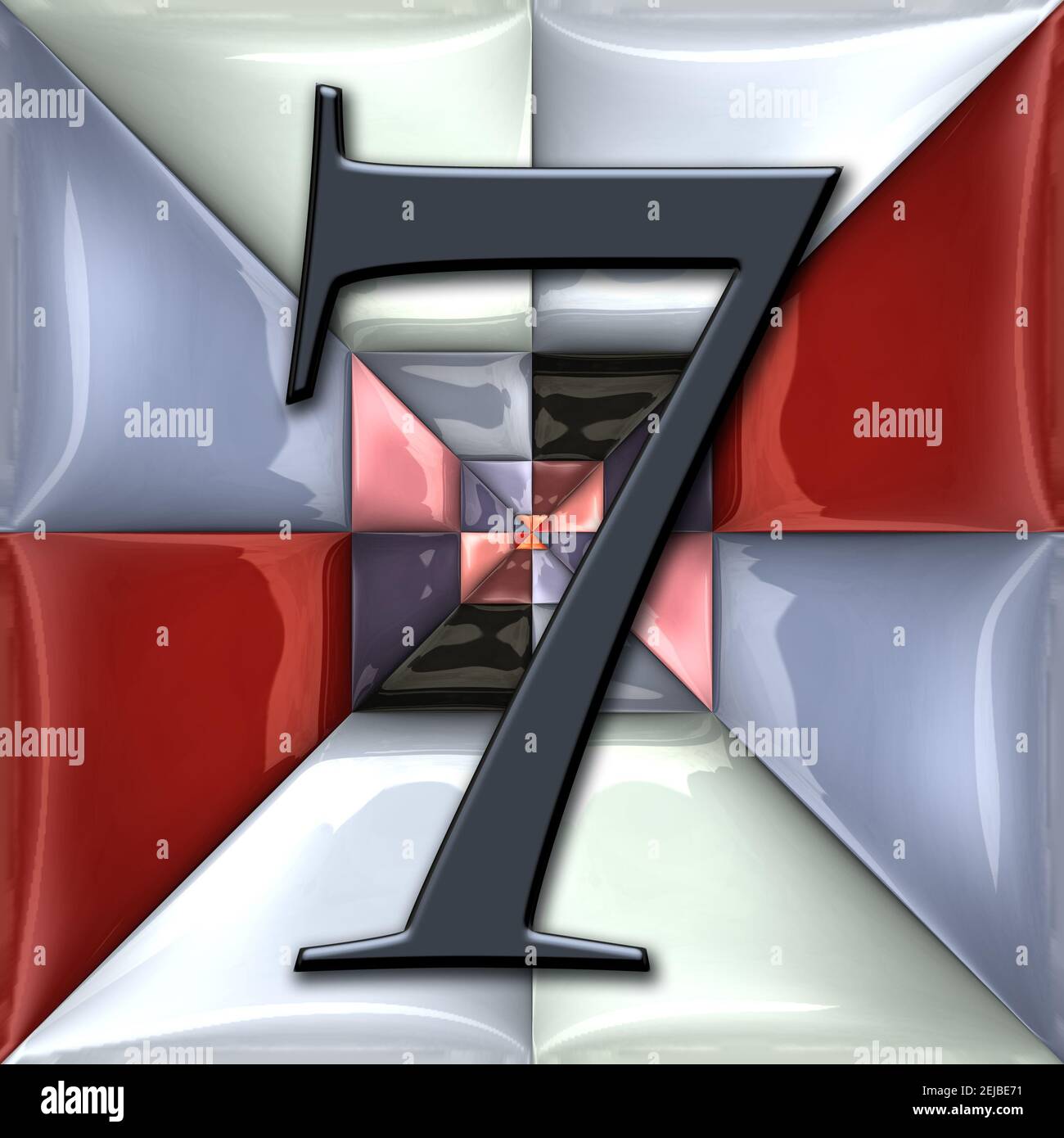 3D render of plastic number on glossy pattern tile Stock Photo Alamy