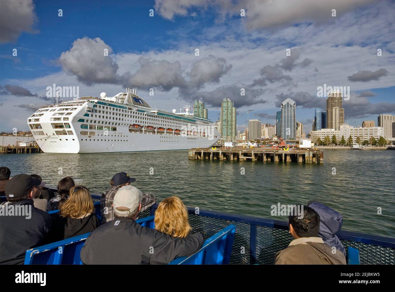 Dawn Princess cruise ship at Embarcadero terminal, seen from excursion