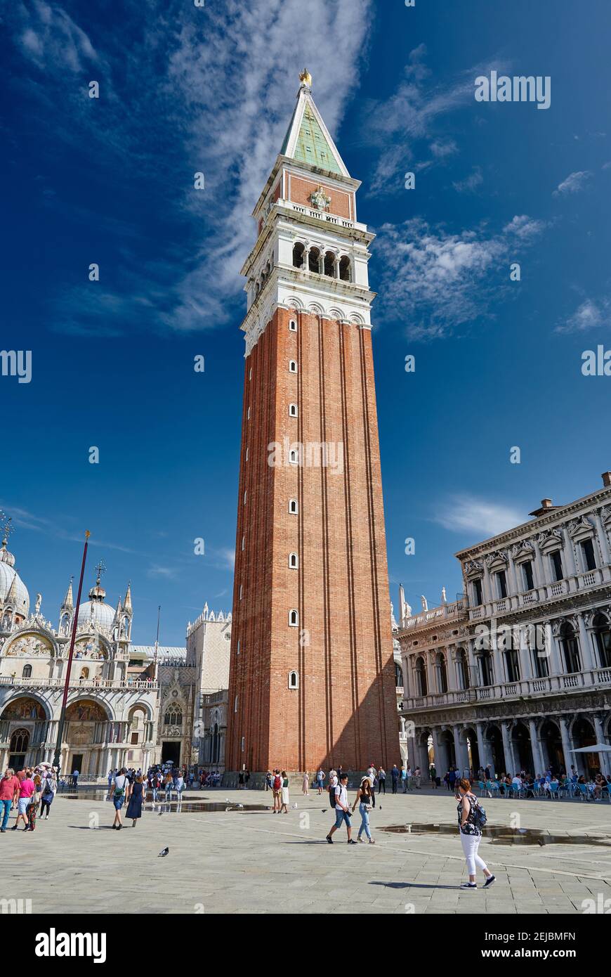 St Mark's Campanile or St Mark's tower at Saint Mark's Square, bell tower of St Mark's Basilica, Campanile di San Marco, Venice, Veneto, Italy Stock Photo