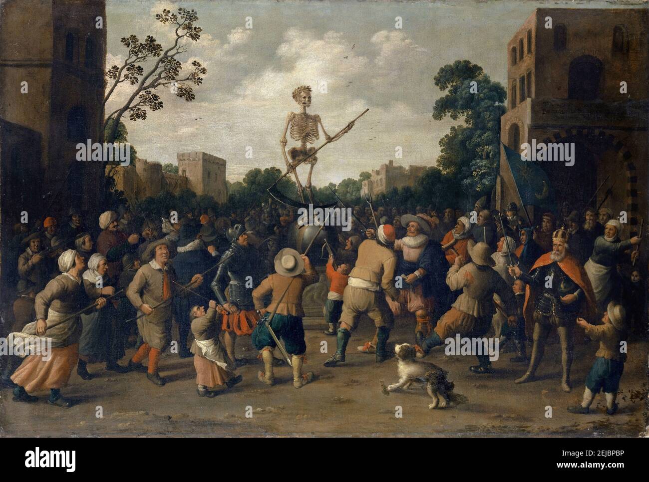 The Fight Against Death. Museum: PRIVATE COLLECTION. Author: Jost Cornelisz Droochsloot. Stock Photo