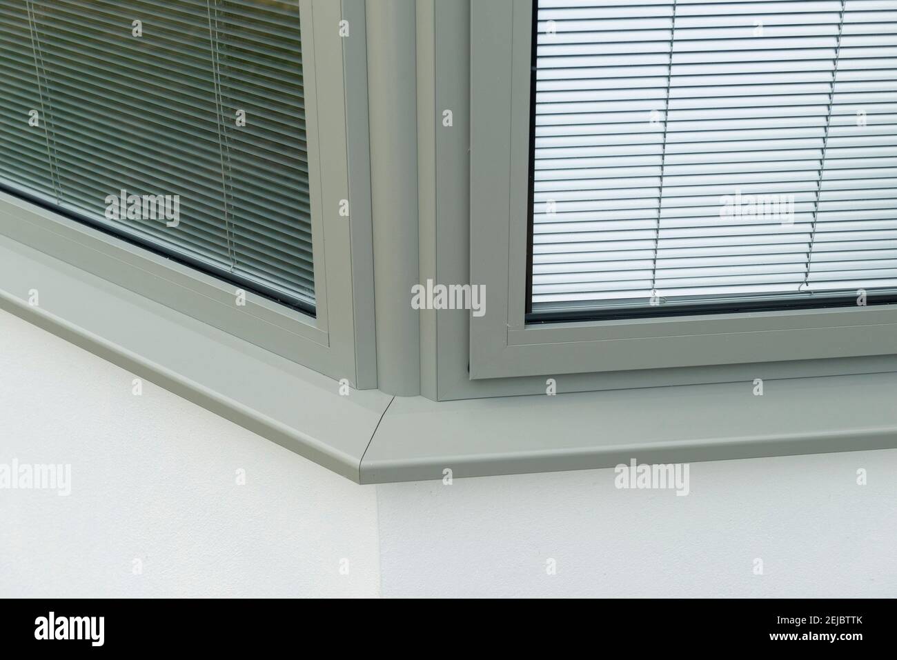 Details of modern double glazed windows with and without handles Stock