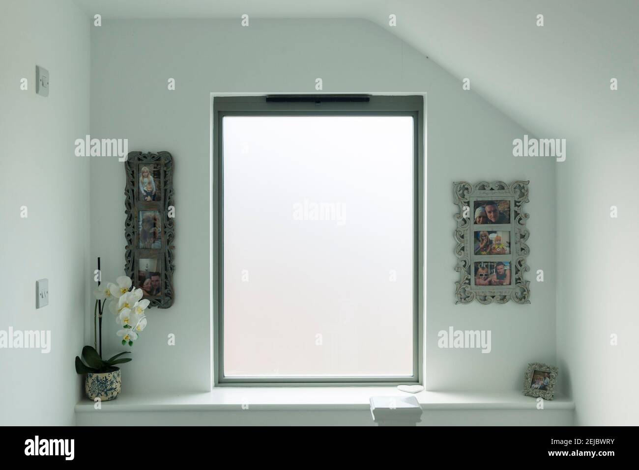 The inside of double glazing windows from a modern British home Stock