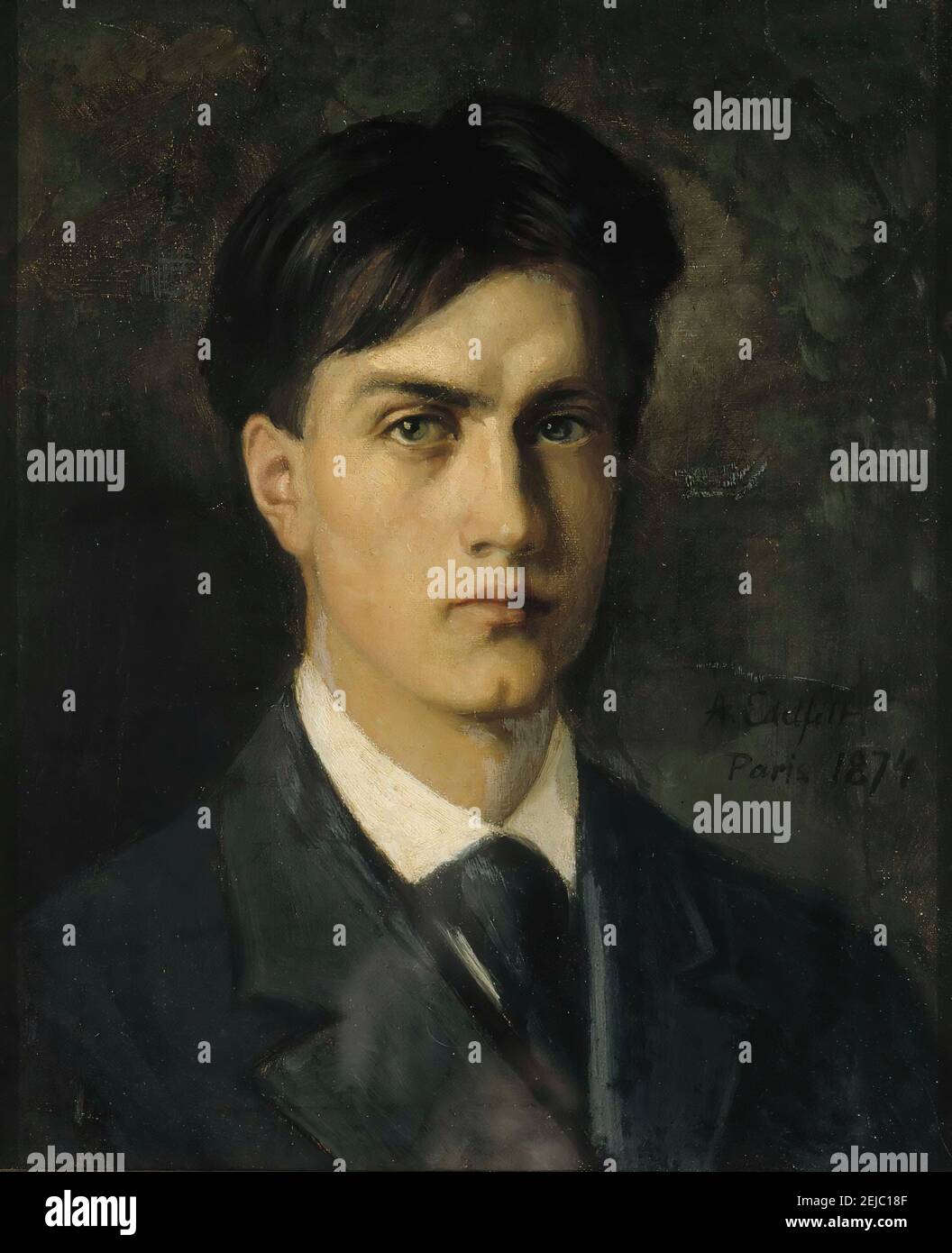 Self-Portrait. Museum: Ateneum, Helsinki. Author: Albert Gustaf Aristides Edelfelt. Stock Photo