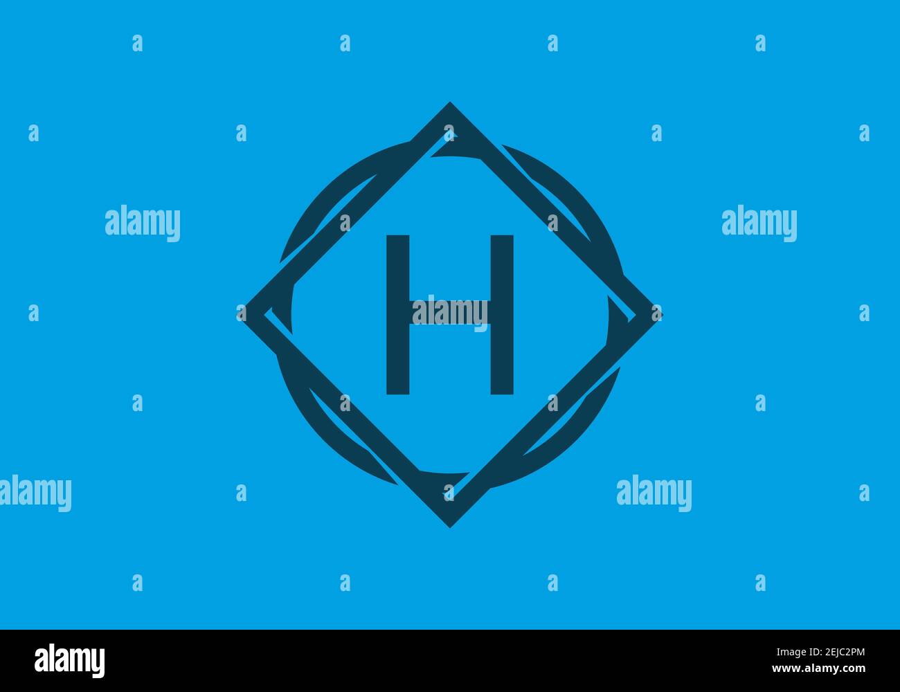 Blue H initial letter in frame design Stock Vector Image & Art Alamy