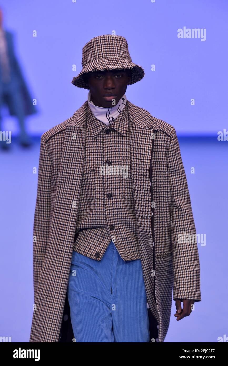 Model walks on the runway during the Paul Smith fashion show during Paris  Fashion Week Mens Fall Winter 2020-2021 in Paris, France on Jan. 16, 2020.  This was Paul Smith's 50th anniversary