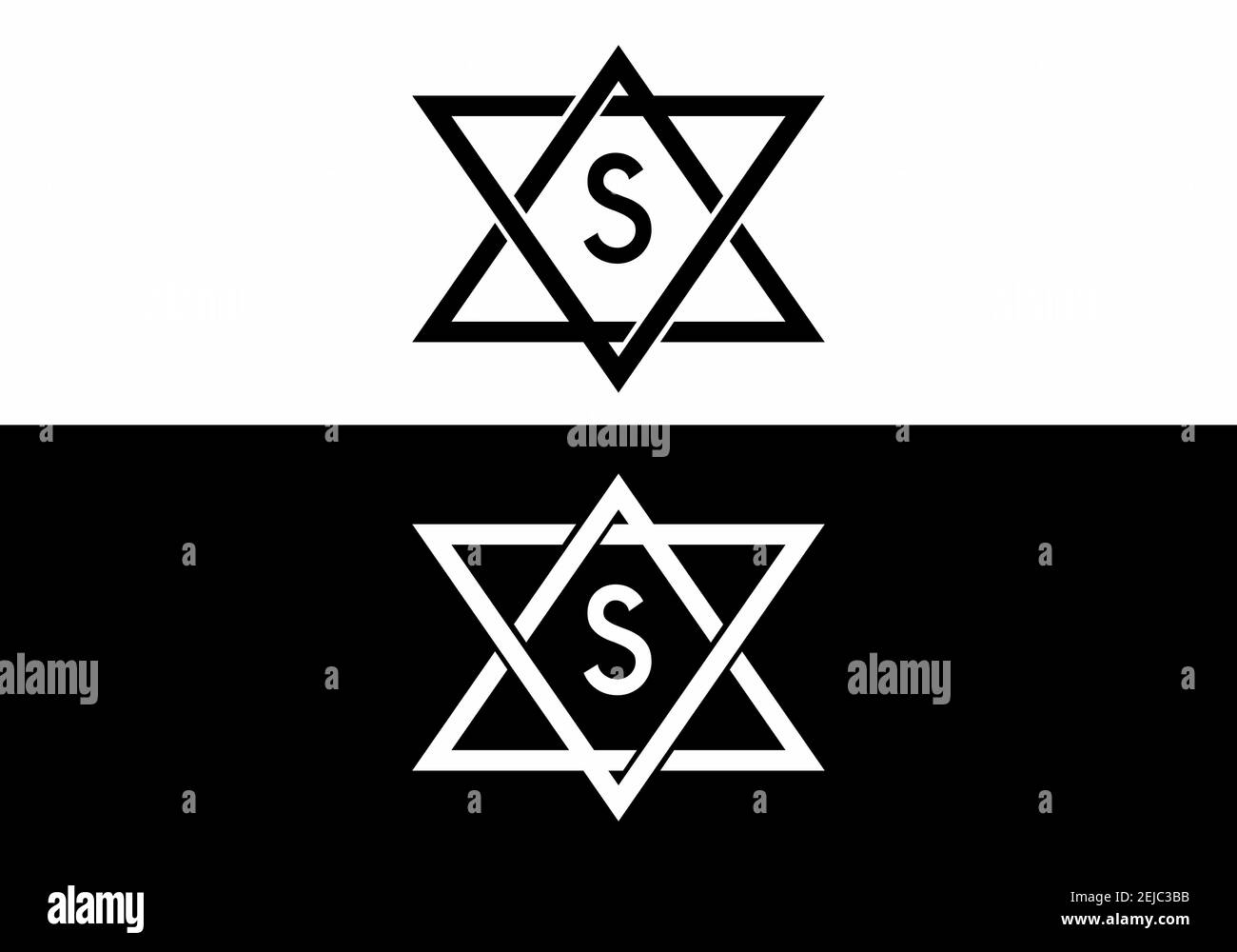 Black white of S initial letter in star frame design Stock Vector Image ...