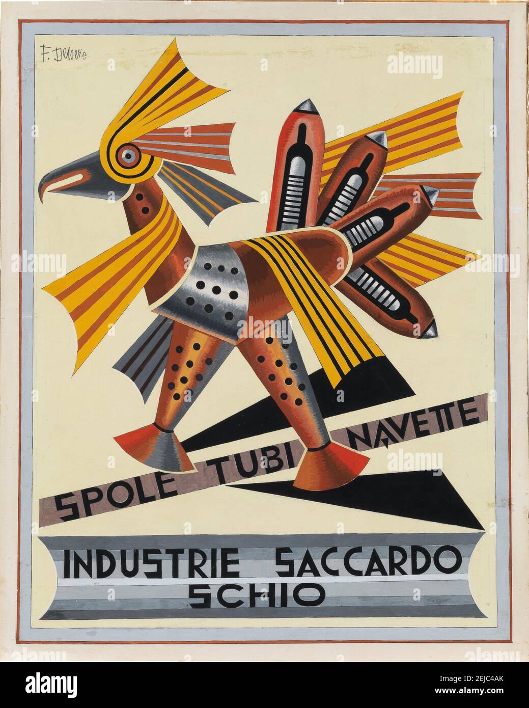 Gallo Spoletta - Industrie Saccardo. Museum: PRIVATE COLLECTION. Author: FORTUNATO DEPERO. Stock Photo