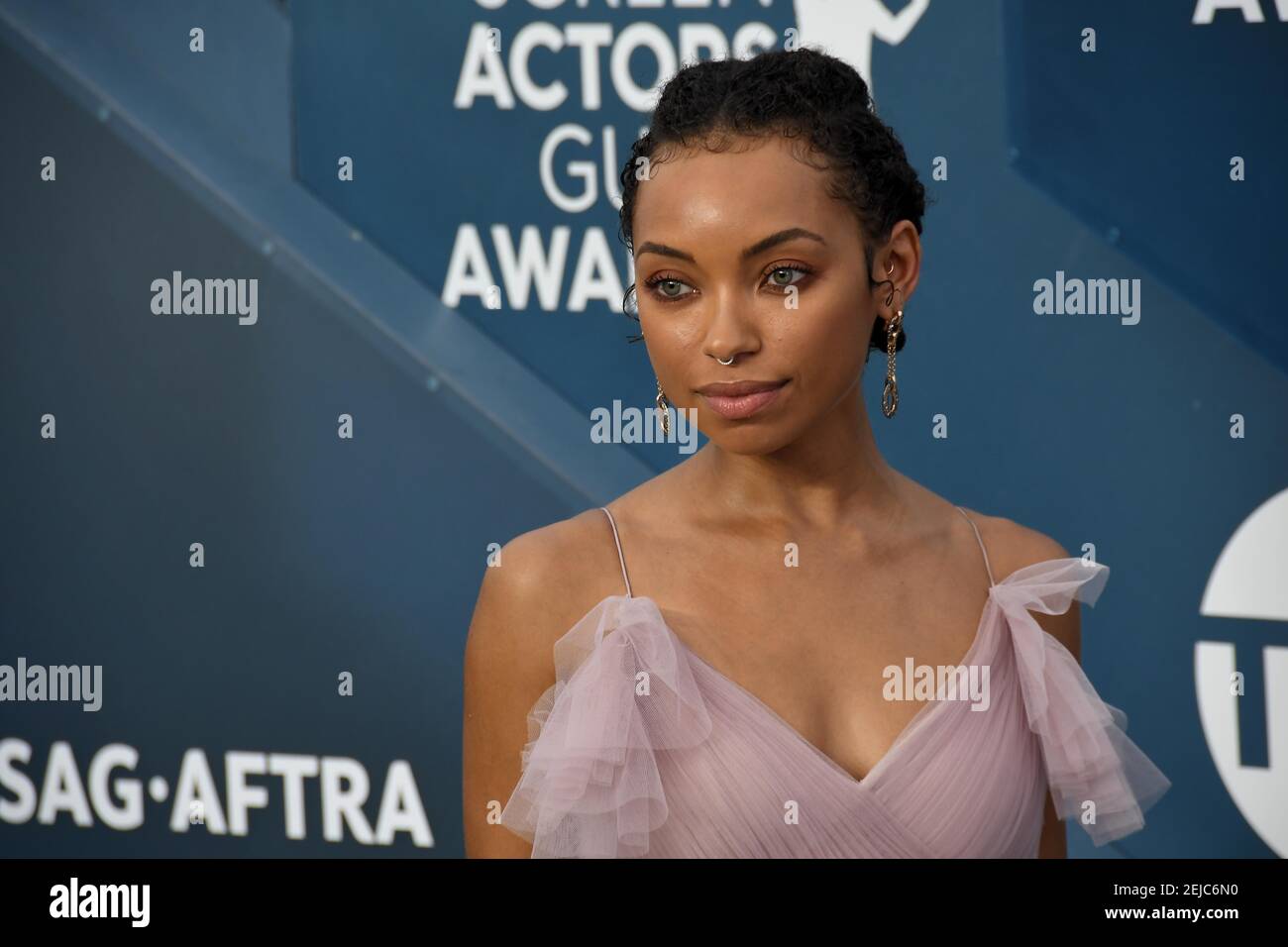 Logan Browning arrives for the 26th Annual Screen ActorsÂ Guild Awards
