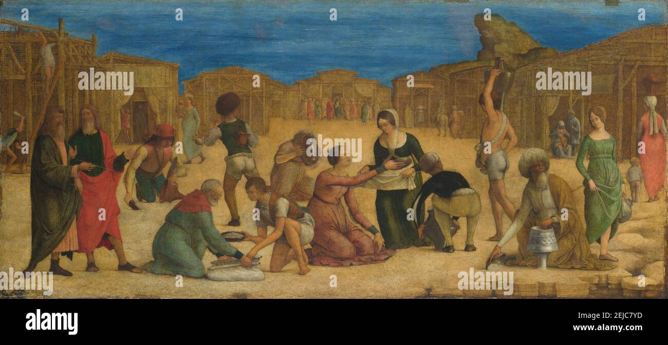 The Israelites gathering Manna. Museum: National Gallery, London. Author: Ercole de' Roberti (Ercole Ferrarese). Stock Photo