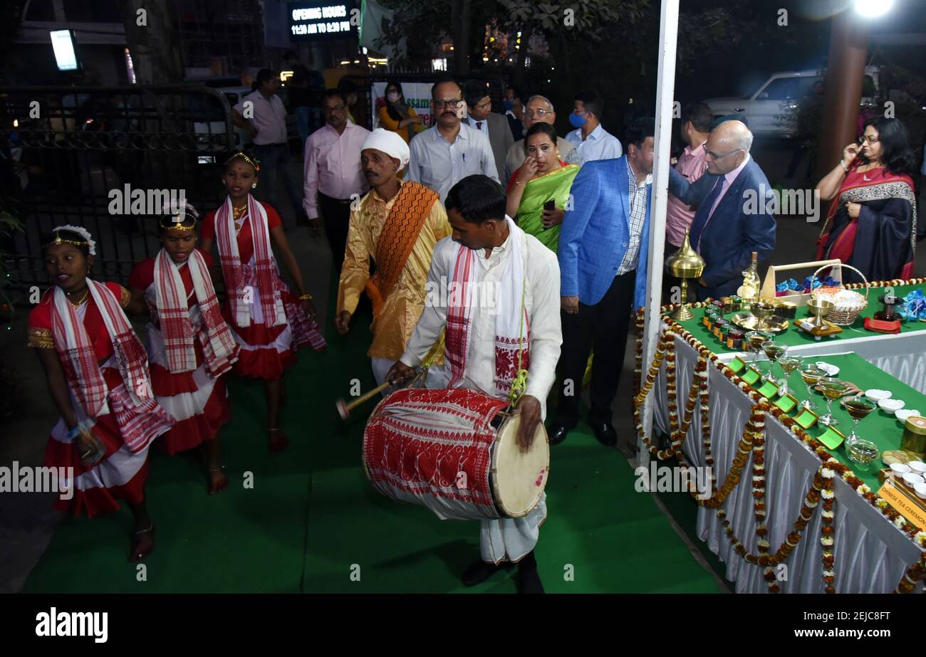 February 22, 2021, Guwahati, Assam, India Tea tribe girls perform