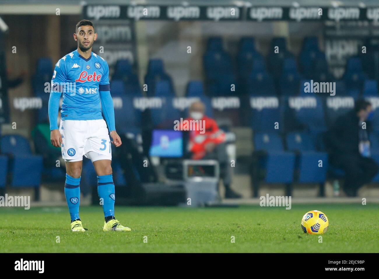 Faouzi Ghoulam (SSC Napoli) during Atalanta BC vs SSC Napoli, Italian football Serie A match in Bergamo, Italy, February 21 2021 Stock Photo