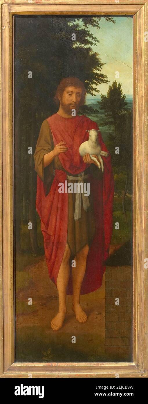 Saint John the Baptist (Wing of a triptych). Museum: Szepmuveszeti Muzeum, Budapest. Author: Adriaen Isenbrant. Stock Photo