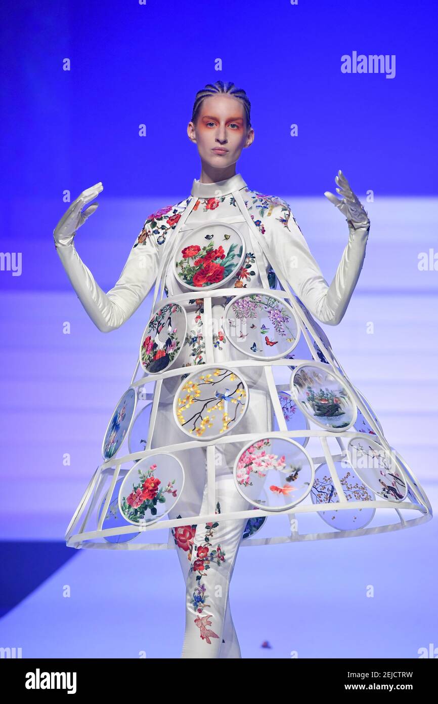 Model walks on the runway during the 50th anniversary of Jean Paul ...