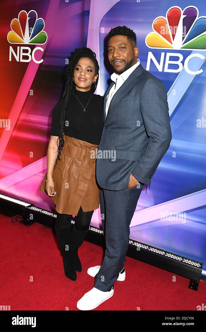 Freema Agyeman and Jocko Sims of " New Amsterdam" attend the NBC 2020 Midseason Press Junket at