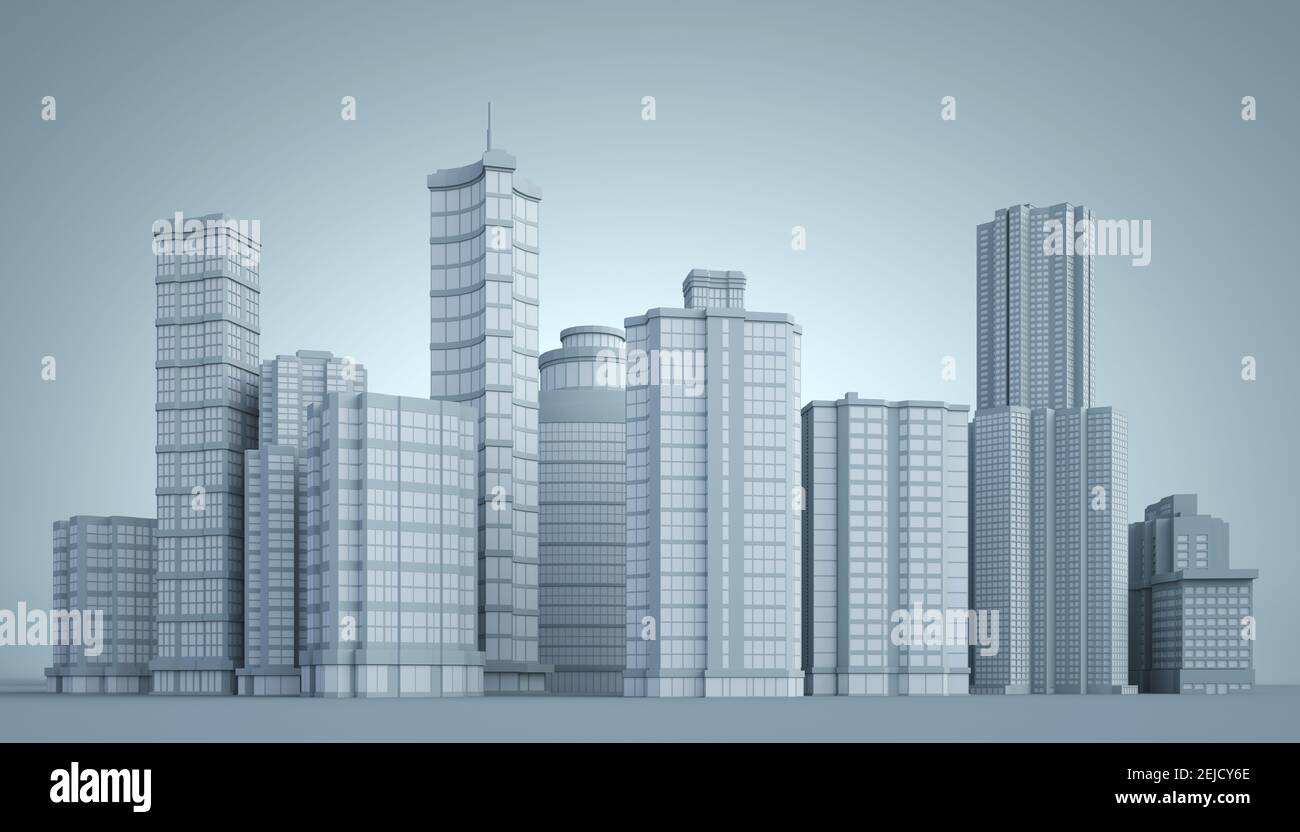 Group of buildings. 3D illustration Stock Photo