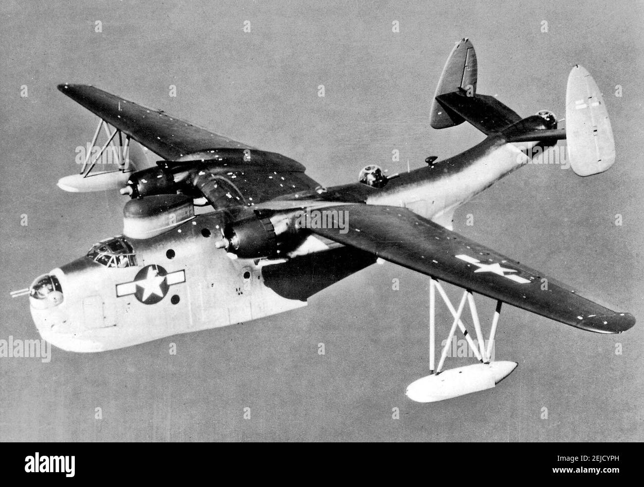 Martin PBM-5 Mariner in flight, circa 1945 Stock Photo