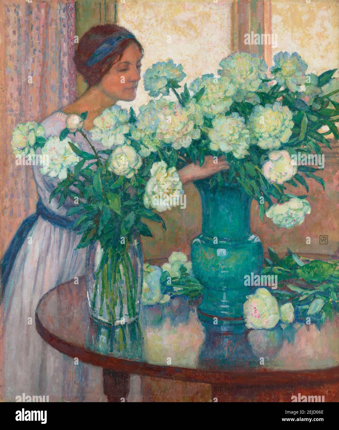 Les Pivoines blanches (White peonies). Museum: PRIVATE COLLECTION. Author: THEO VAN RYSSELBERGHE. Stock Photo