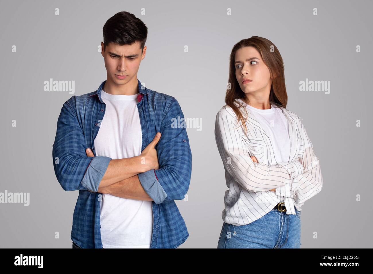 Angry couple ignoring each other, relationship troubles and problems in family Stock Photo