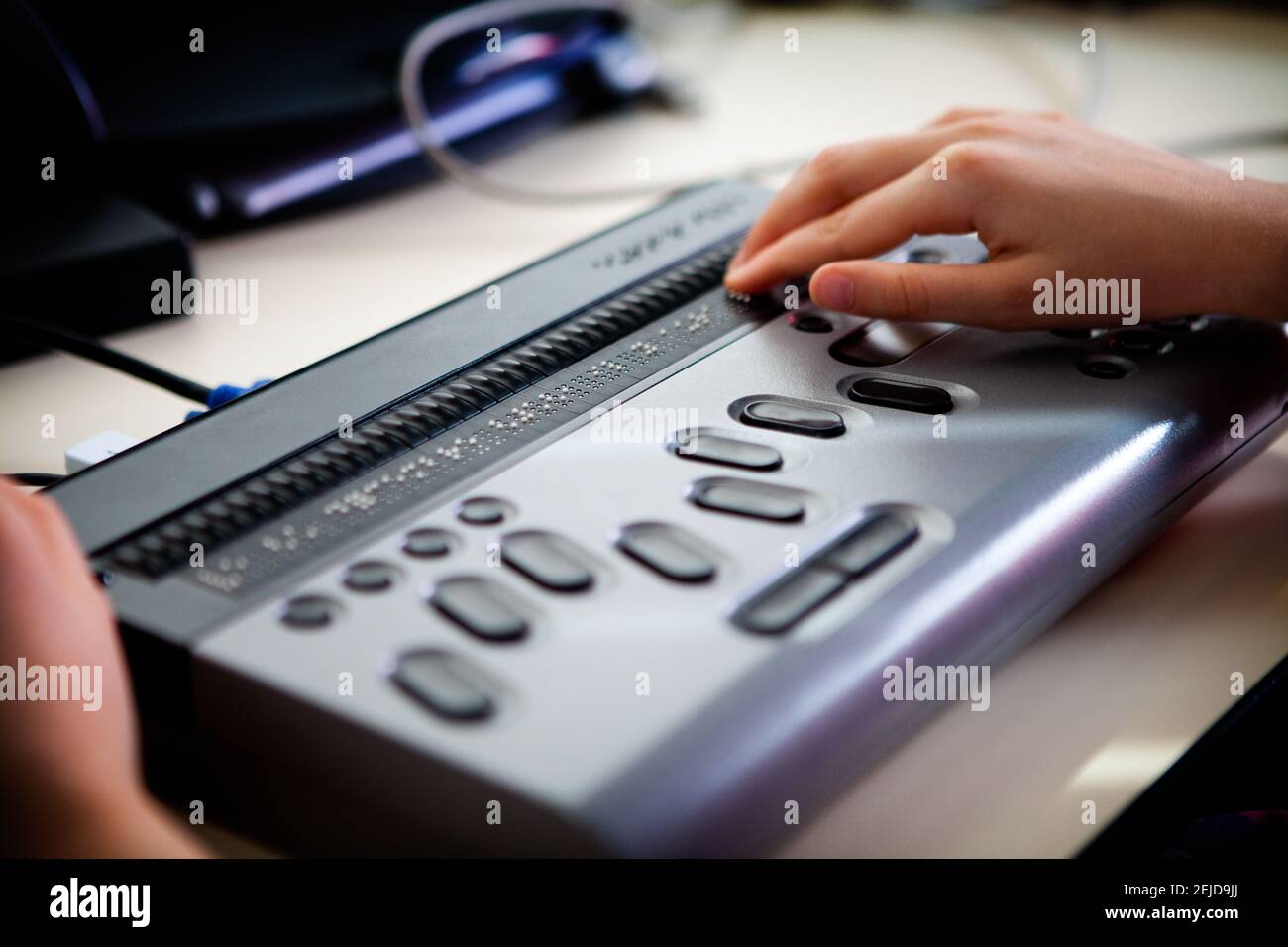 Braille laptop allowing the visually impaired to access computers Stock