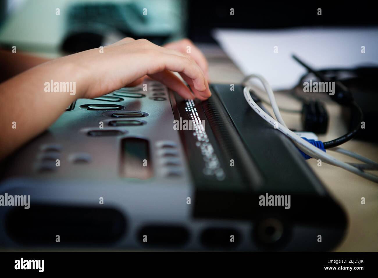 Braille laptop allowing the visually impaired to access computers Stock