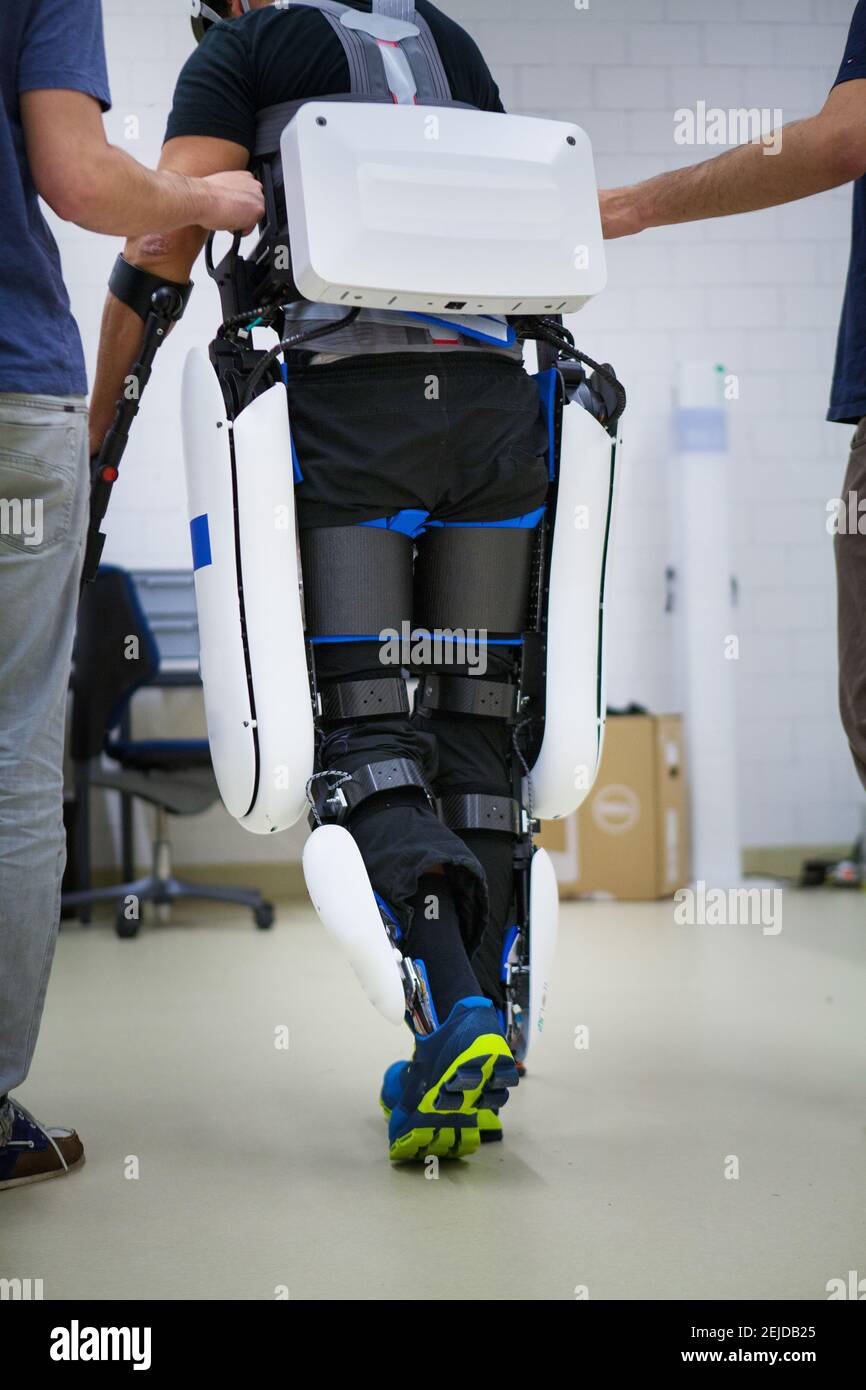 Exoskeleton for the rehabilitation and training of a paraplegic Stock ...