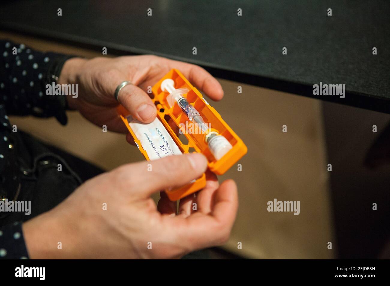 Childhood diabetes emergency kit including a glucagon syringe in the