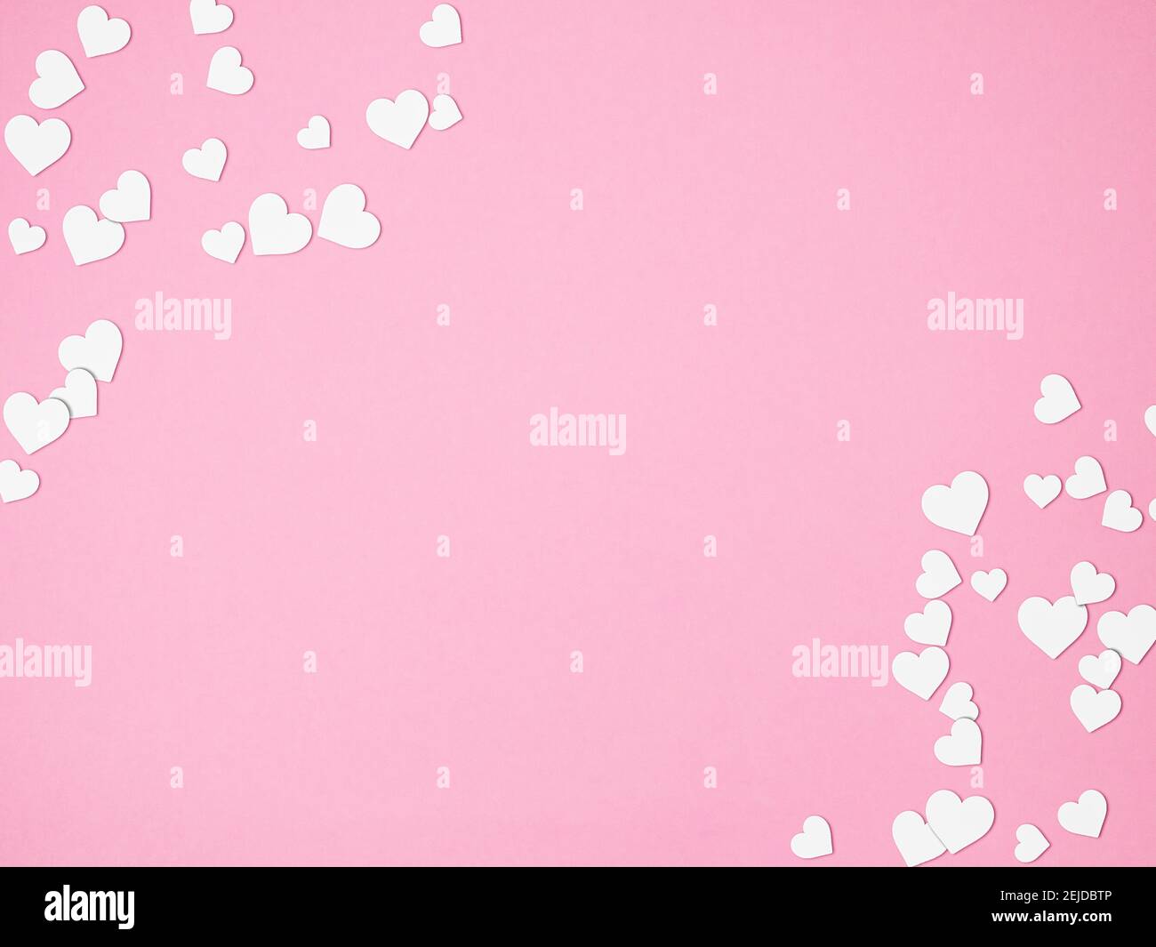 Love frame made of heart shape paper pattern on pink background with ...