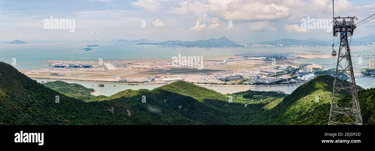 Elevated view of Hong Kong International Airport, Hong Kong, China Stock Photo