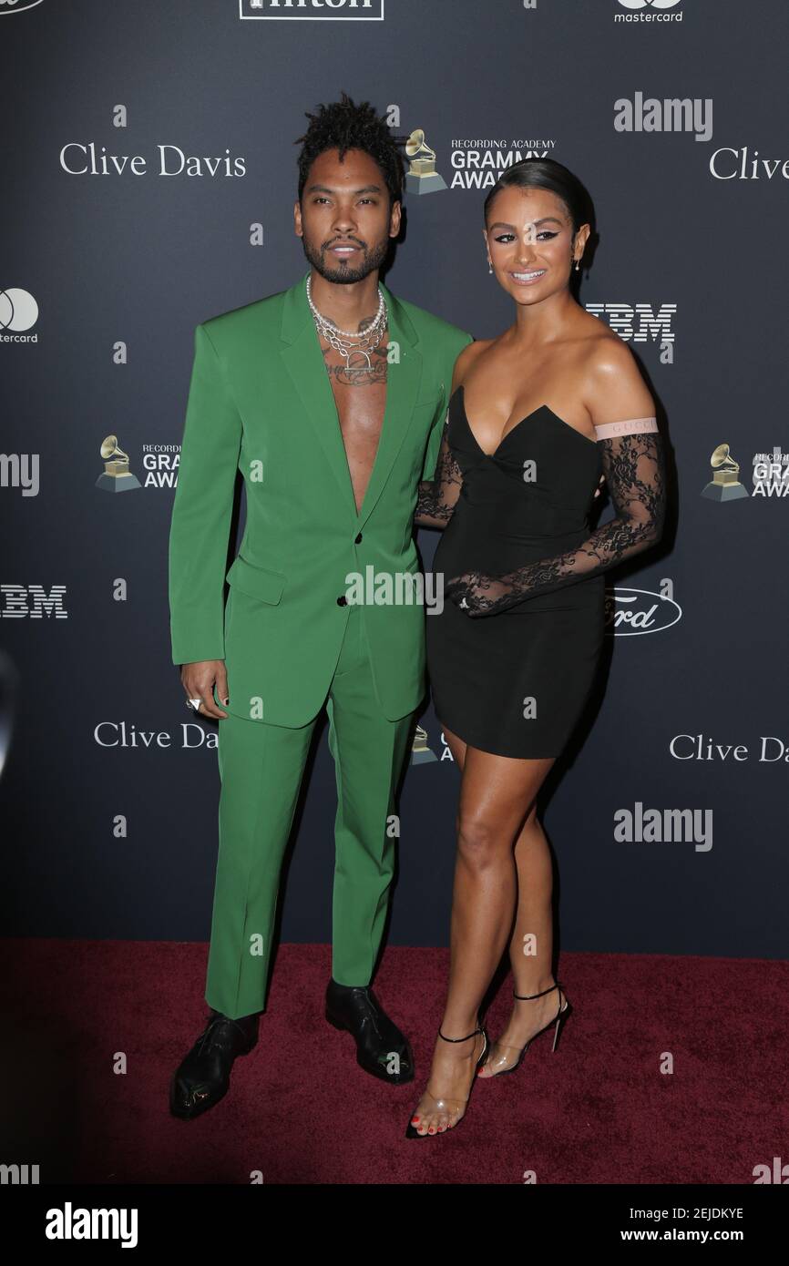 Miguel, Nazanin Mandi walking the red carpet at the Clive Davis' 2020