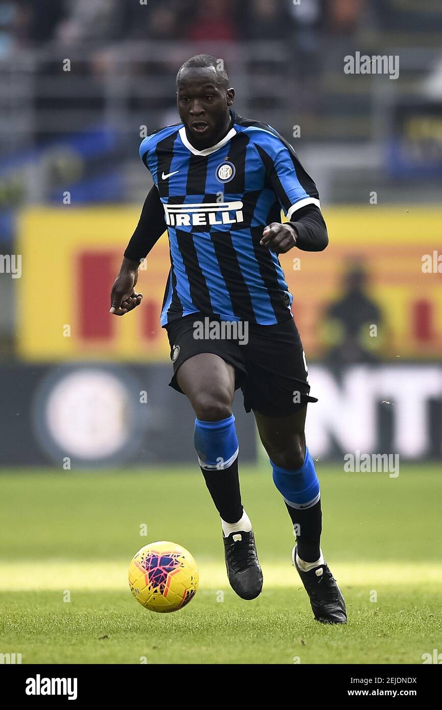 MILAN, ITALY - January 26, 2020: Romelu Lukaku of FC Internazionale in action during the Serie A football match between FC Internazionale and Cagliari Calcio. (Photo by Nicolò Campo/Sipa USA) Stock Photo