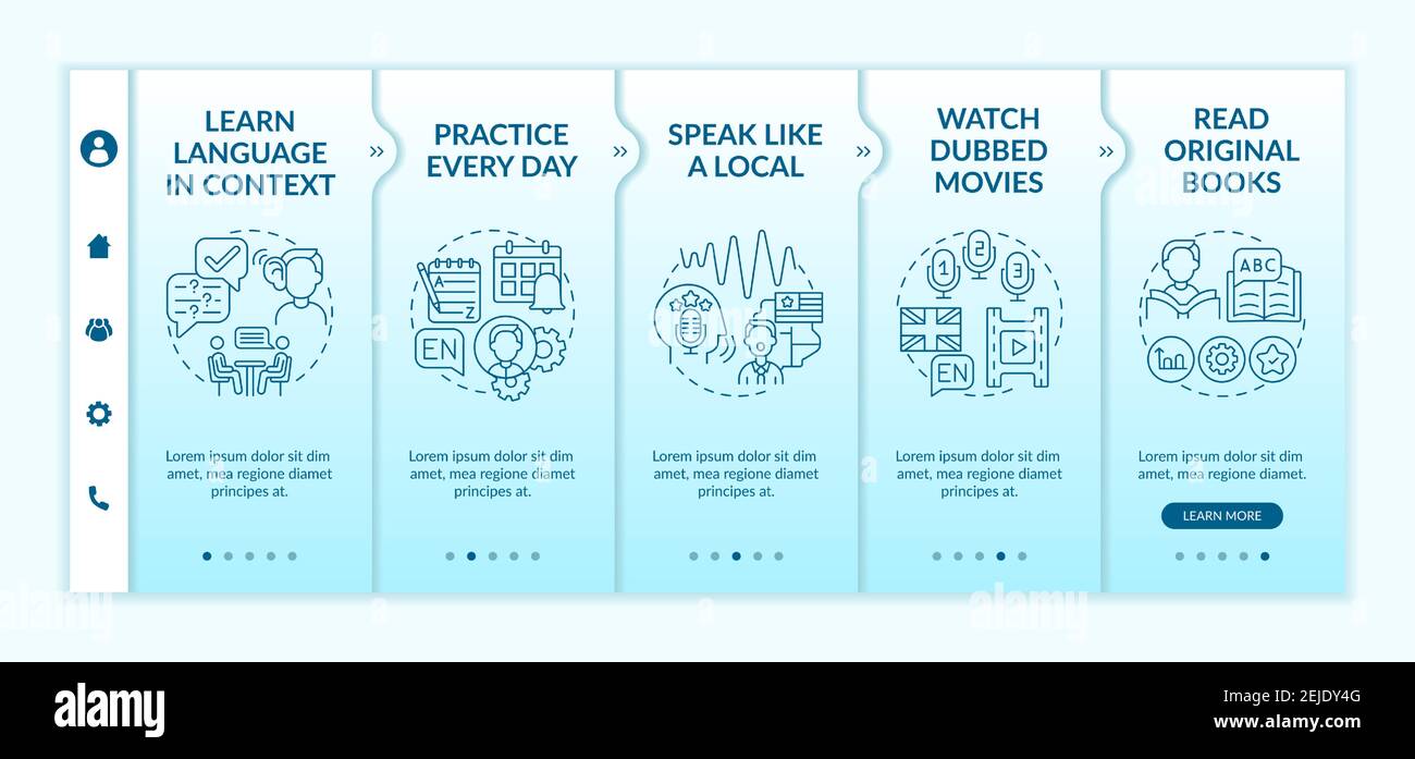 Foreign learning language advices onboarding vector template Stock Vector
