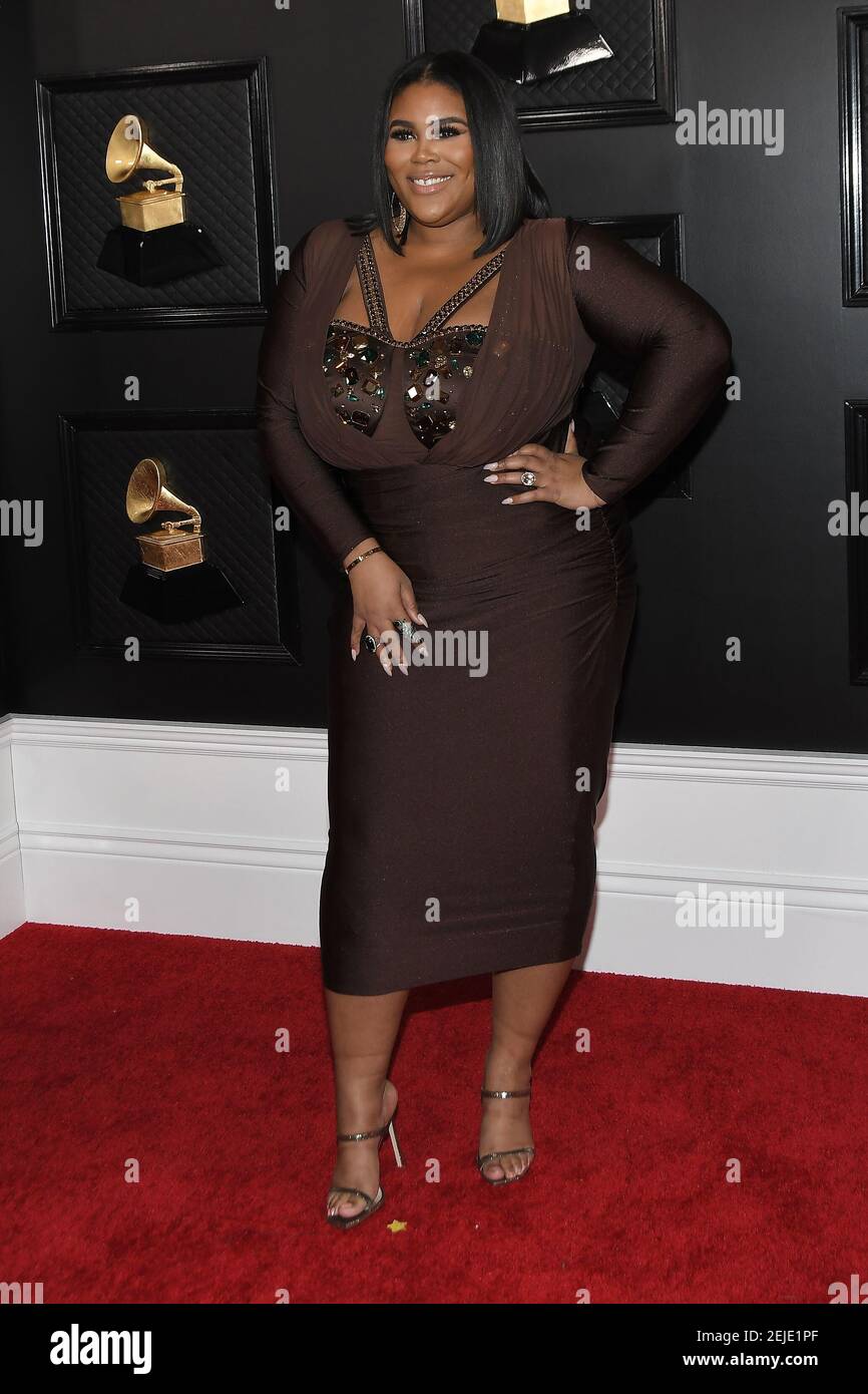 Nina Parker arrives at the 62nd Annual Grammy Awards red carpet held at the Staples Center on