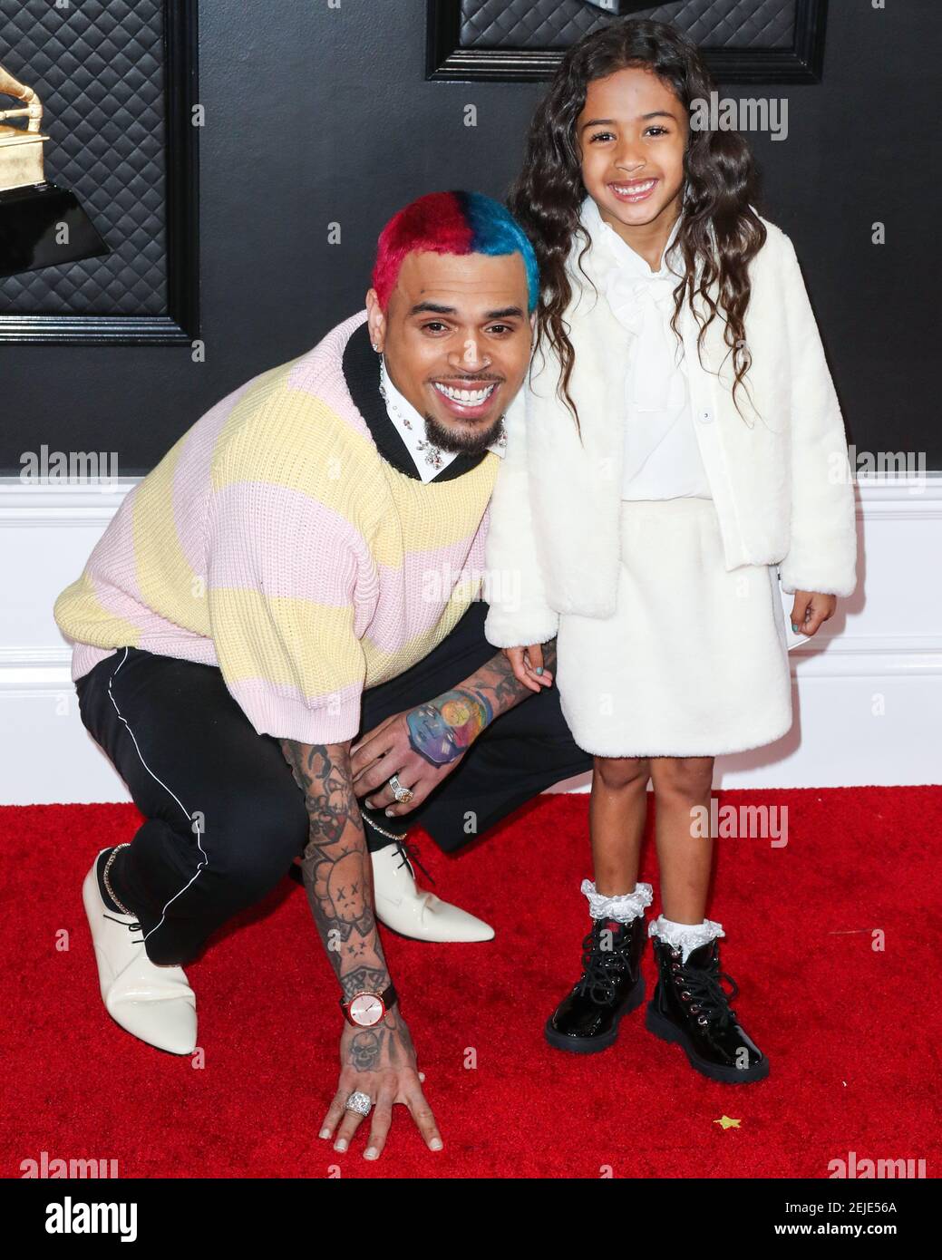 LOS ANGELES, CALIFORNIA, USA JANUARY 26 Singer Chris Brown and