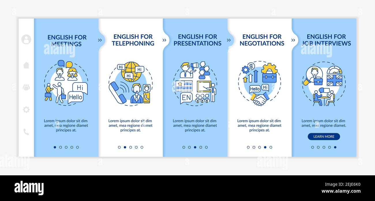 Business English aims onboarding vector template Stock Vector