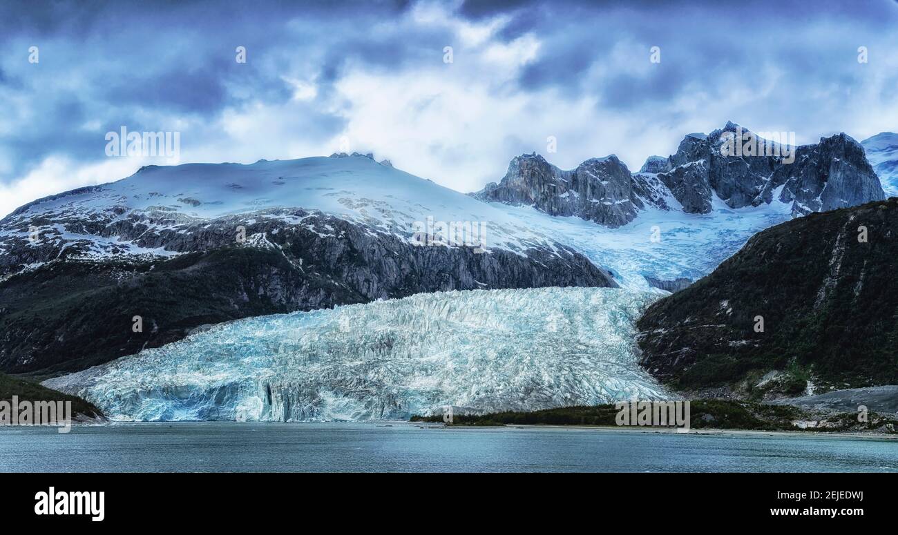 Pia Glacier in the Pia Fjord, Beagle Channel, Tierra del Fuego, Chile Stock Photo
