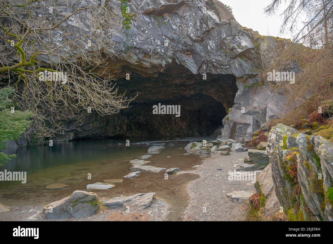 Entrance to Rydal Cave Stock Photo