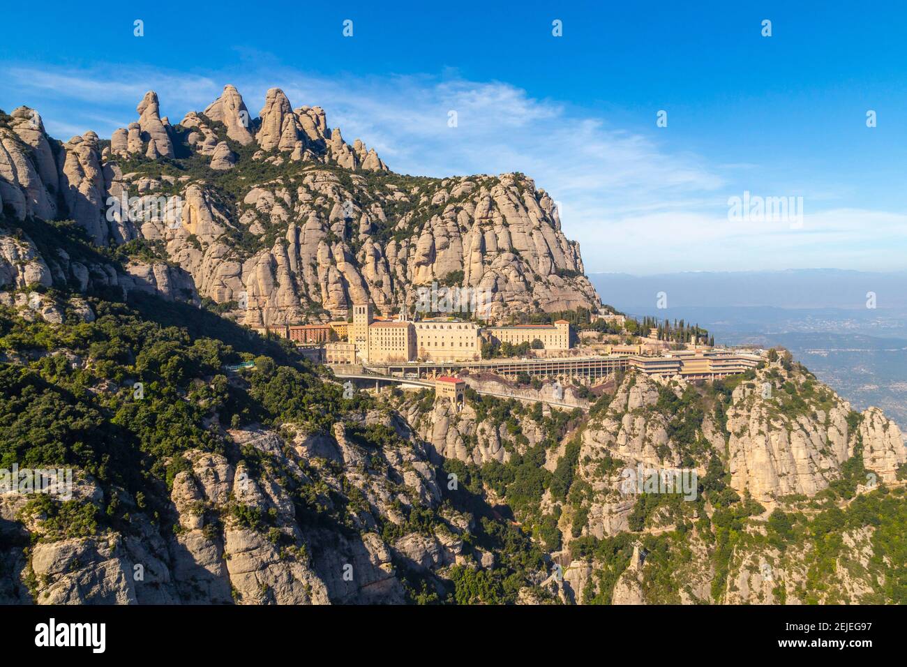 Montserrat is an emblematic mountain of Catalonia in which many types of sports are carried out and it is also known for religious themes Stock Photo