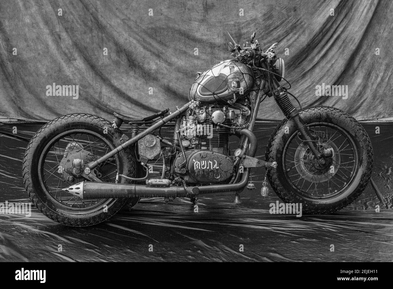Bike custom made.Custom motorcycle bobber Stock Photo