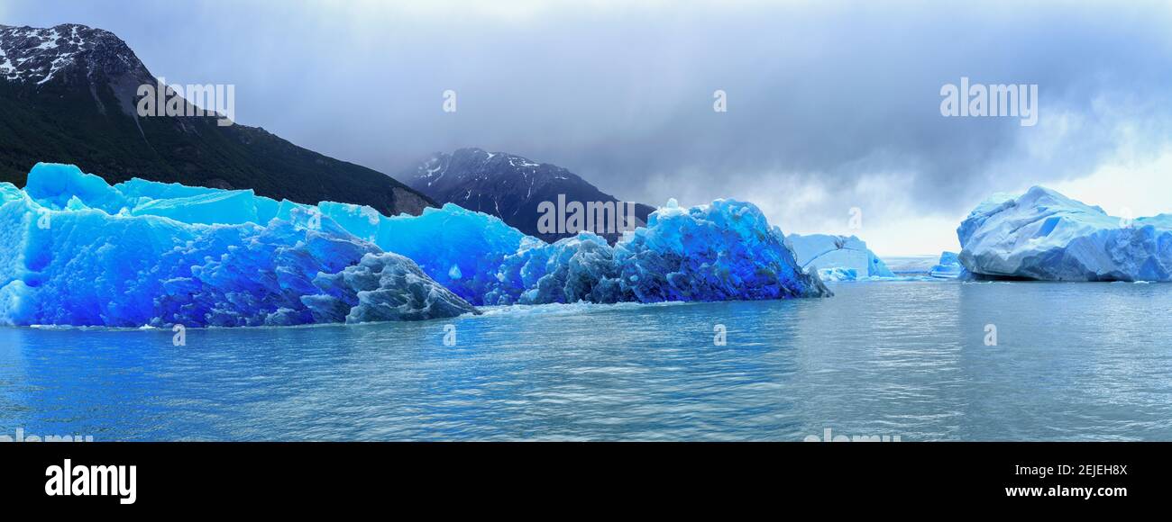 Icebergs of Upsala Glacier, Southern Patagonian Ice Field, Los Glaciares National Park, Santa Cruz Province, Patagonia, Argentina Stock Photo