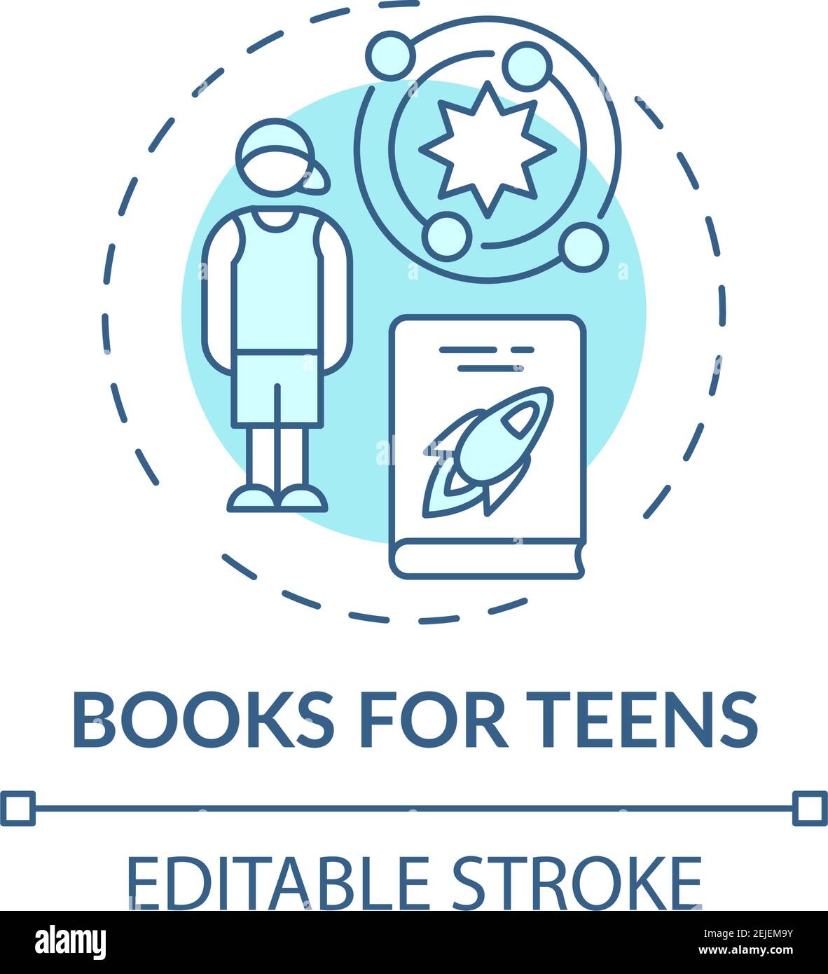 Books for teens concept icon Stock Vector
