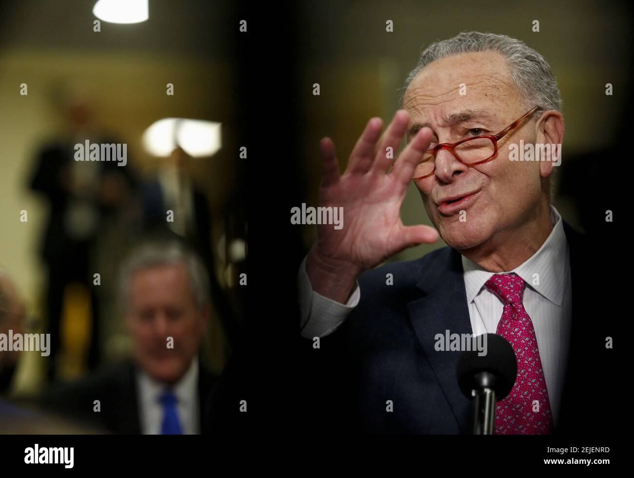 Senate Minority Leader Chuck Schumer, a Democrat from New York, talks ...