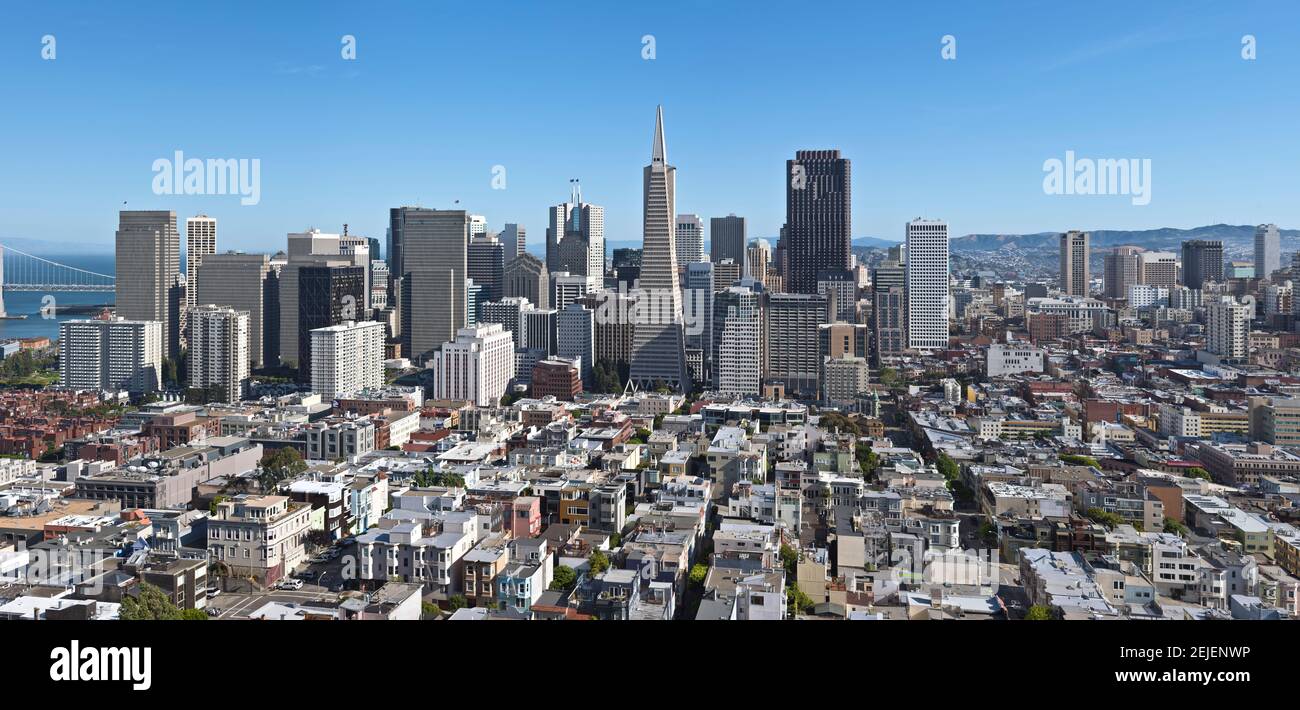 Elevated view of cityscape, San Francisco, San Francisco County, California, USA Stock Photo