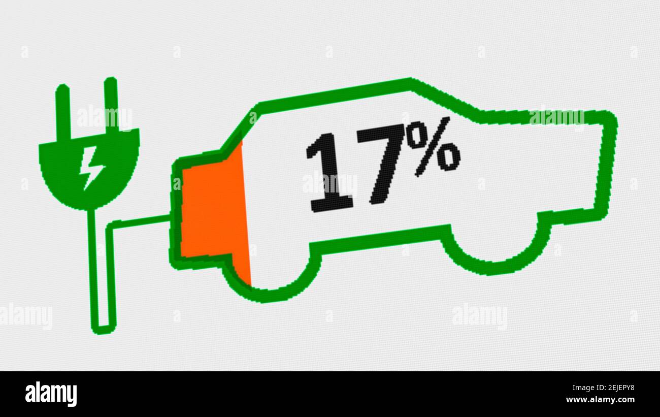 Electric Car shape Charging Indicating the Progress of the Charging