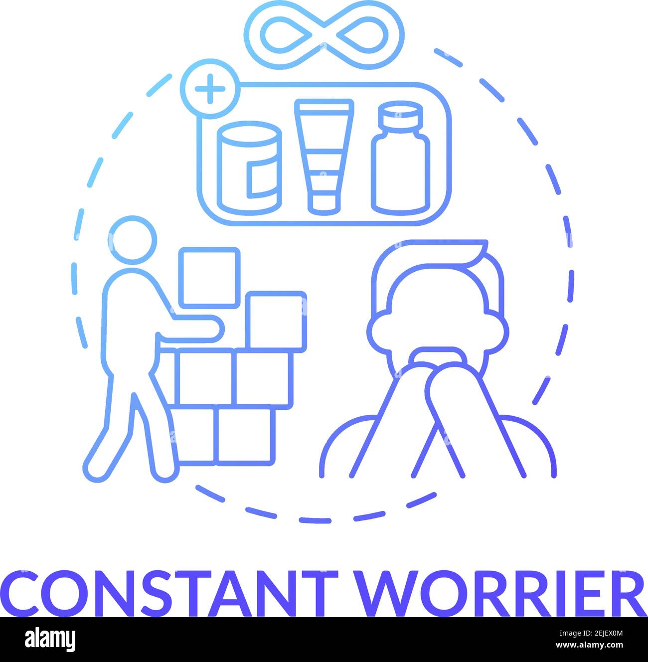 Constant worrier blue gradient concept icon Stock Vector