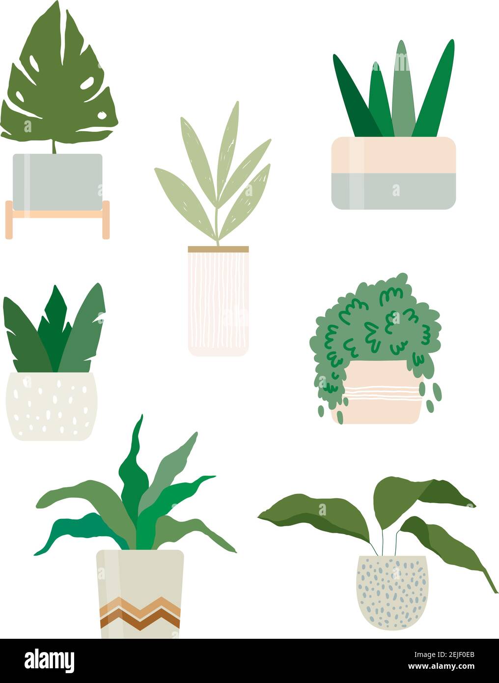 Hand drawn home plants in pots vector collection Stock Vector Image ...
