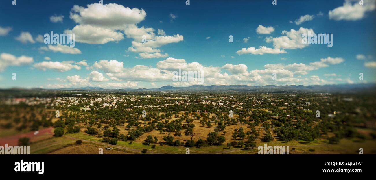 Valley of Mexico as seen from the Teotihuacan, Mexico Stock Photo