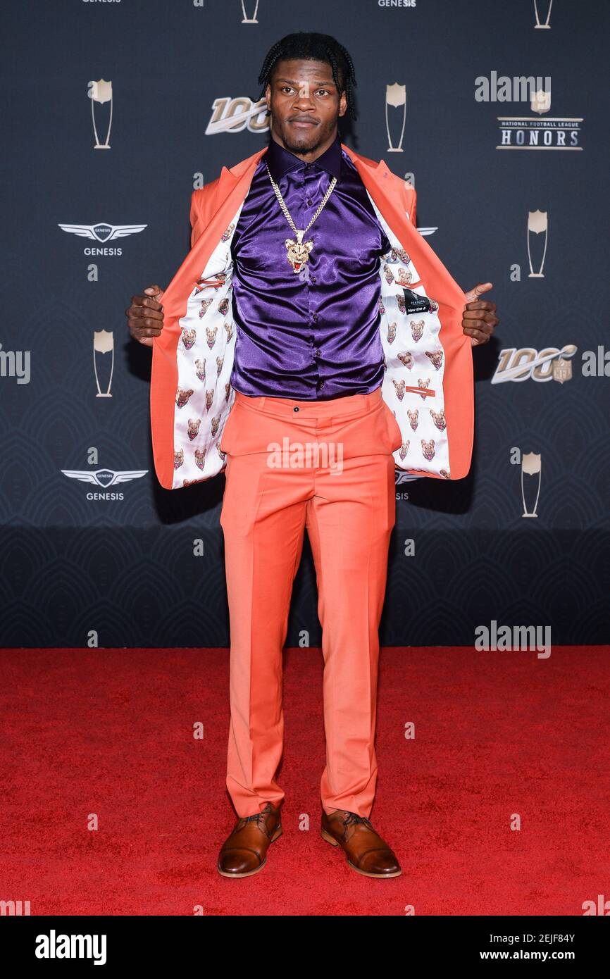 MIAMI, FL FEBRUARY 1 Lamar Jackson attends the 2020 NFL Honors at