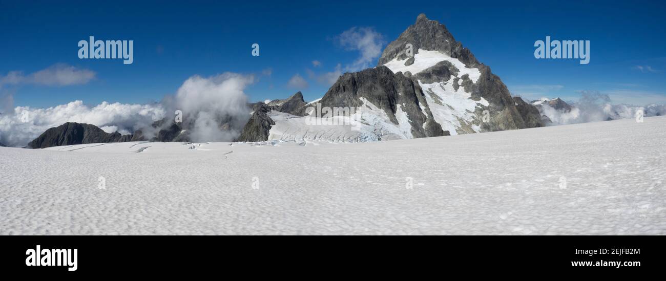 View of the Bonner Glacier, Mount Aspiring National Park, West Coast, South Island, New Zealand Stock Photo